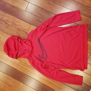 Nike Boy's Medium hoodie. Red With Black Swoosh. Lightweight Dri-Fit